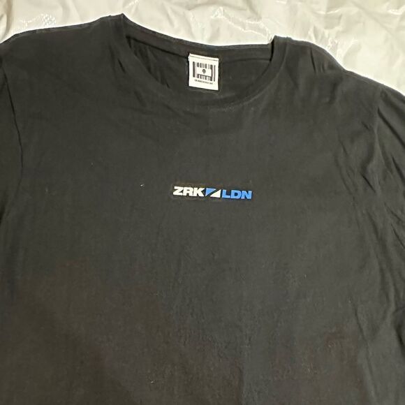 ZRK LDN T-shirt black with blue and white logo both sides Short Sleeve Size XL - Picture 1 of 6